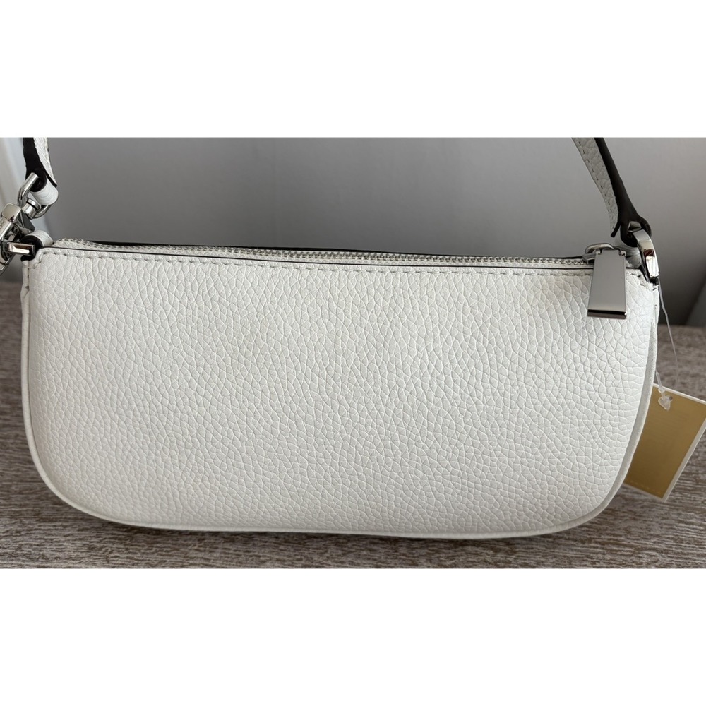 NEW Michael Kors Zoe Small Convertible Pouchette White Pebbled Leather Purse Bag - Picture 15 of 16